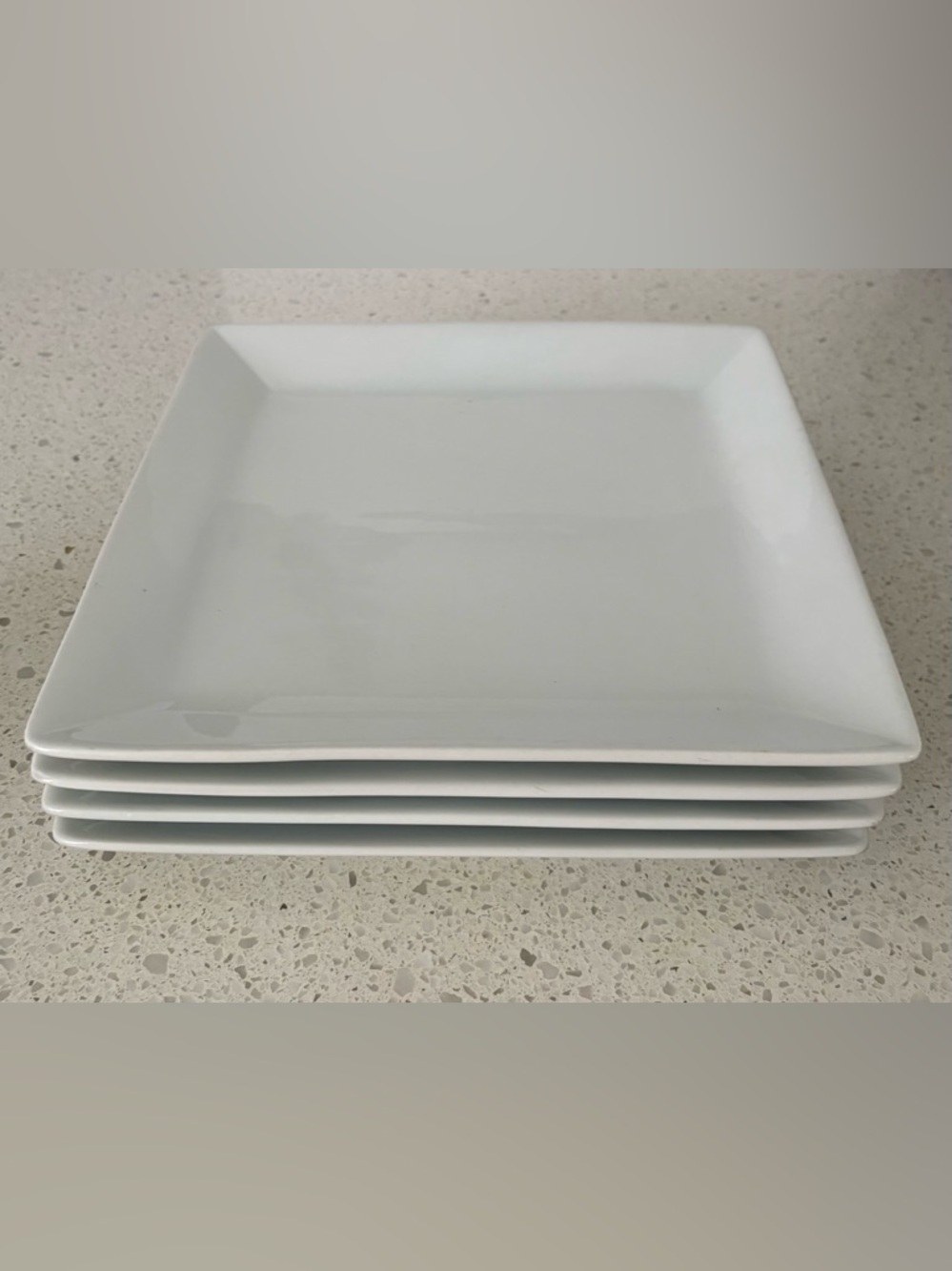 Set of 4 Pottery Barn Great White Square Dinner or Serving Platter Plates